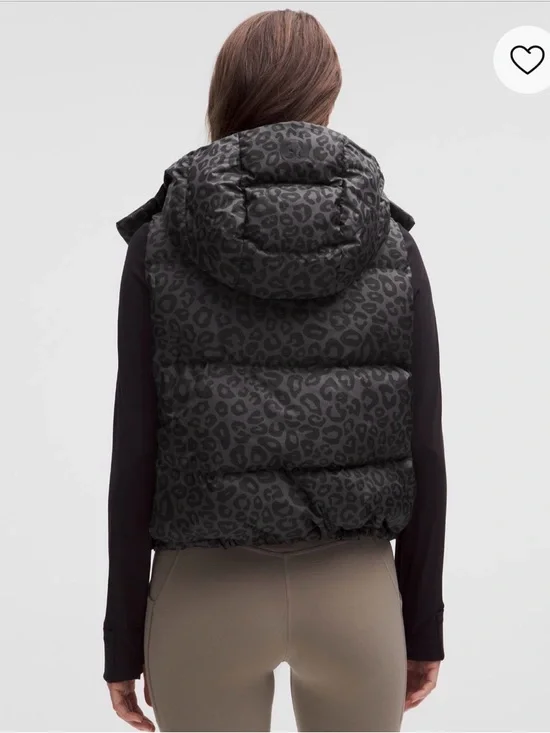 lululemon athletica wiunder puff Black Leopard Hooded Puffer Vest - Picture 2 of 16